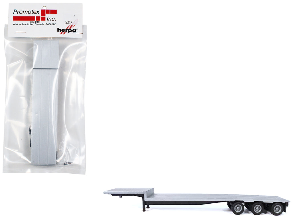 3-Axle Dropdeck Flatbed Trailer Silver Top 1/87 (HO) Plastic Model by Promotex