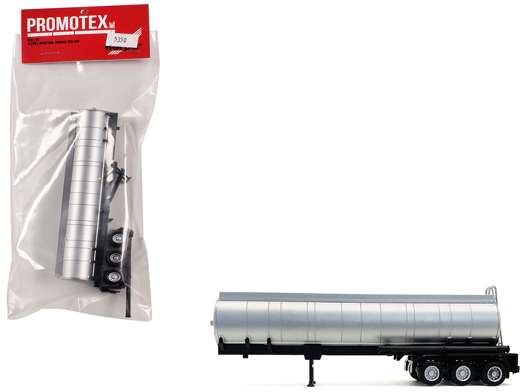 3-Axle Chemical Tanker Trailer Silver 1/87 (HO) Plastic Model by Promotex