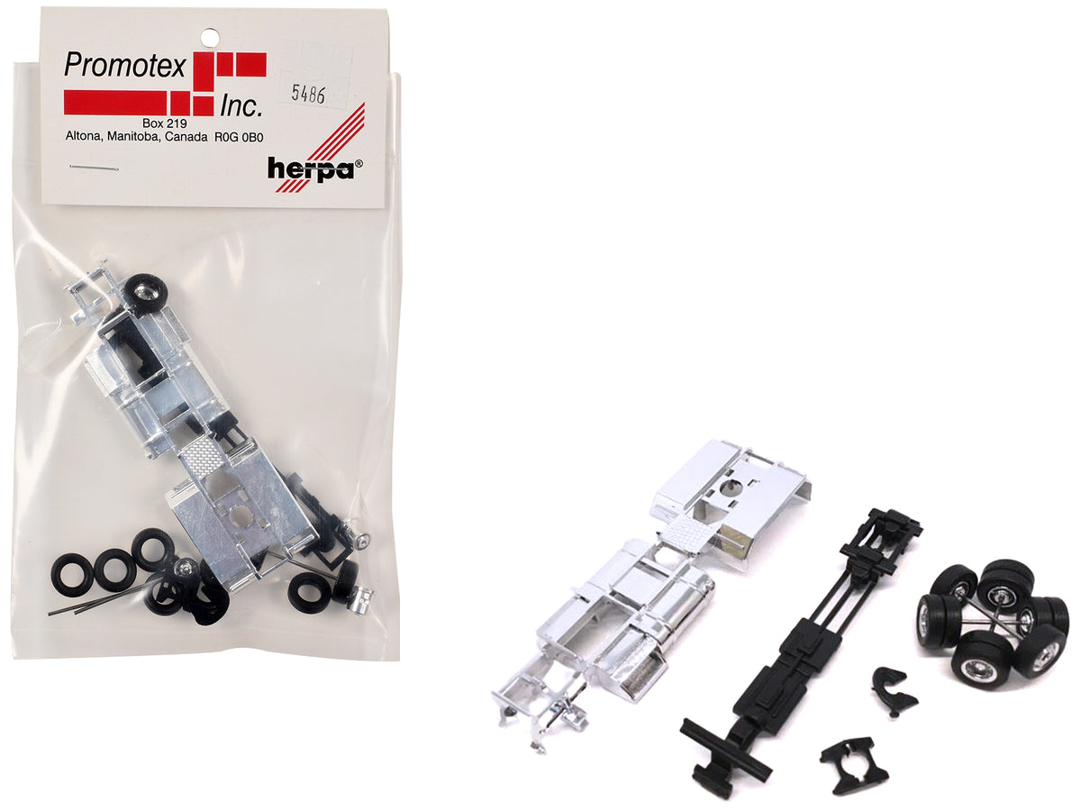 Chrome Chassis Kit for Kenworth or Peterbilt Cab 1/87 (HO) Plastic Model by Promotex