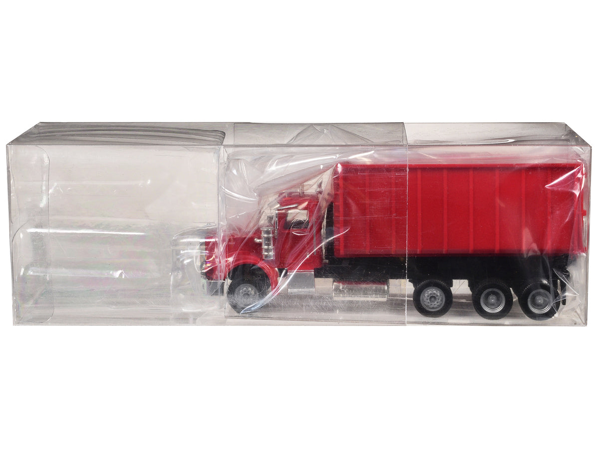 Peterbilt 367 Roll-Off Dump Truck Red with Red Box 1/87 (HO) Plastic Model Car by Promotex