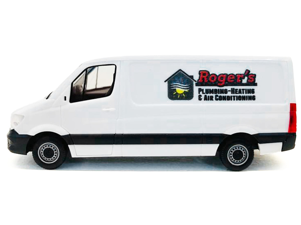 Mercedes-Benz Sprinter Van White 'Roger's Plumbing-Heating & Air Conditioning' 1/87 (HO) Plastic Model Car by Promotex