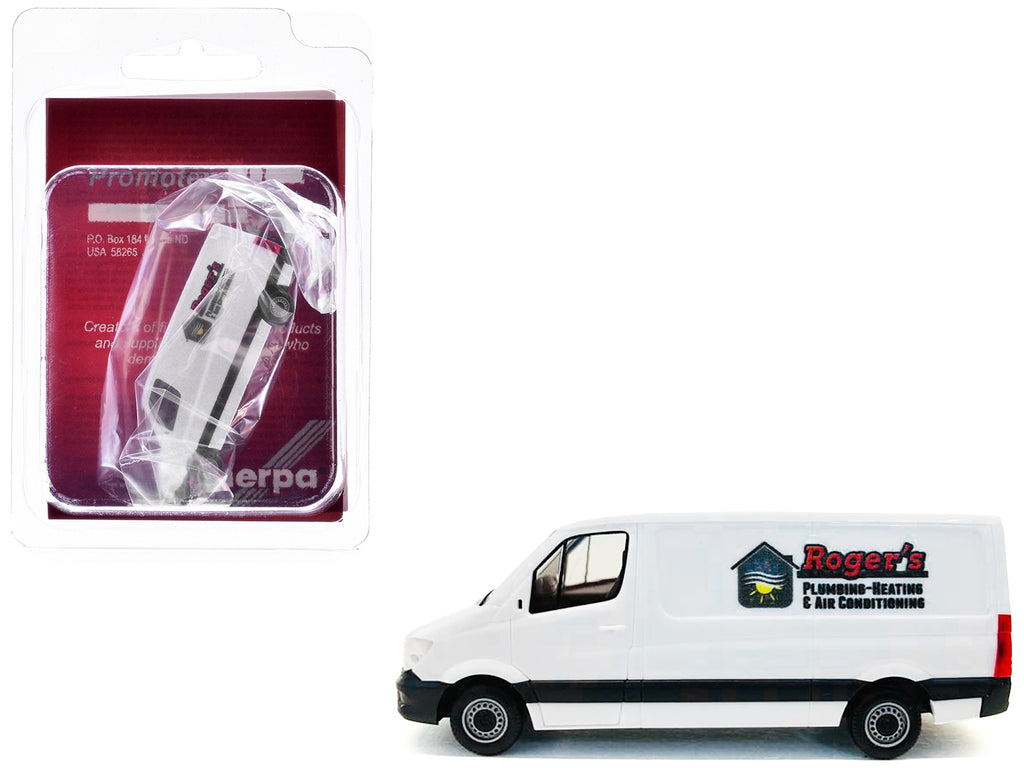 Mercedes-Benz Sprinter Van White 'Roger's Plumbing-Heating & Air Conditioning' 1/87 (HO) Plastic Model Car by Promotex