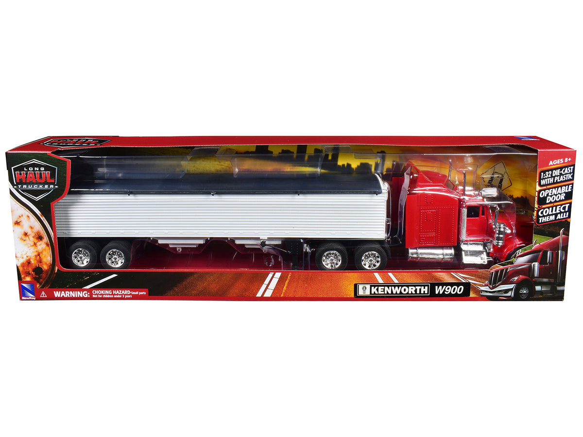 Kenworth W900 Grain Truck Red and White 'Long Haul Truckers' Series 1/32 Diecast Model by New Ray
