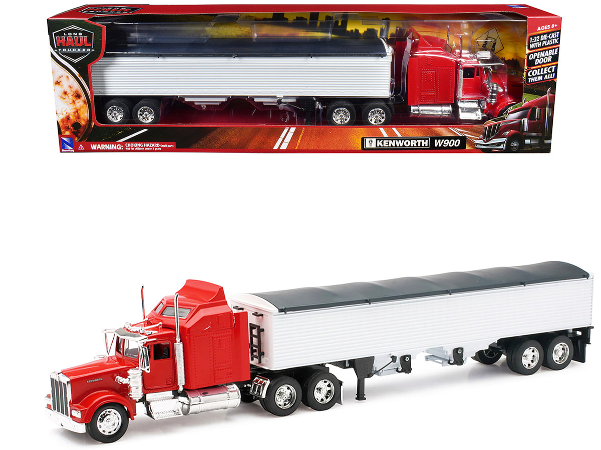 Kenworth W900 Grain Truck Red and White 'Long Haul Truckers' Series 1/32 Diecast Model by New Ray