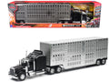 Kenworth W900 Truck Black with Pot Belly Livestock Chrome 'Long Haul Truckers' Series 1/32 Diecast Model by New Ray