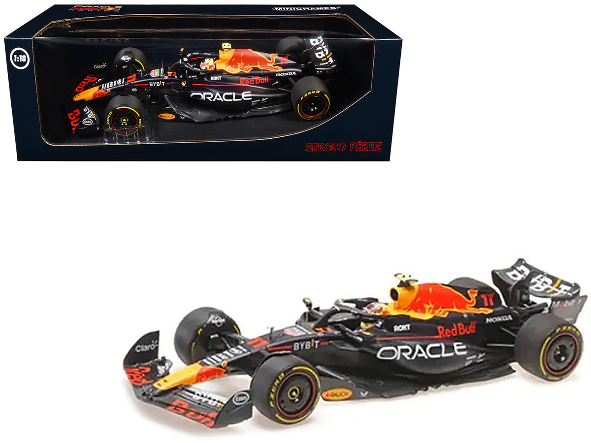Red Bull Racing RB19 #11 Sergio Perez 'Oracle' 2nd Place F1 Formula One 'Italian GP' (2023) with Driver Limited Edition to 108 pieces Worldwide 1/18 Diecast Model Car by Minichamps