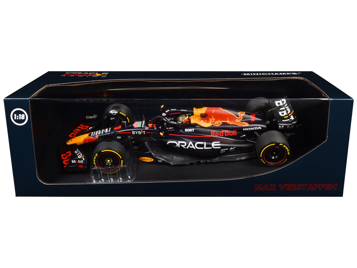 Red Bull Racing RB19 #1 Max Verstappen 'Oracle' Winner F1 Formula One 'Abu Dhabi GP' (2023) with Driver Limited Edition to 204 pieces Worldwide 1/18 Diecast Model Car by Minichamps
