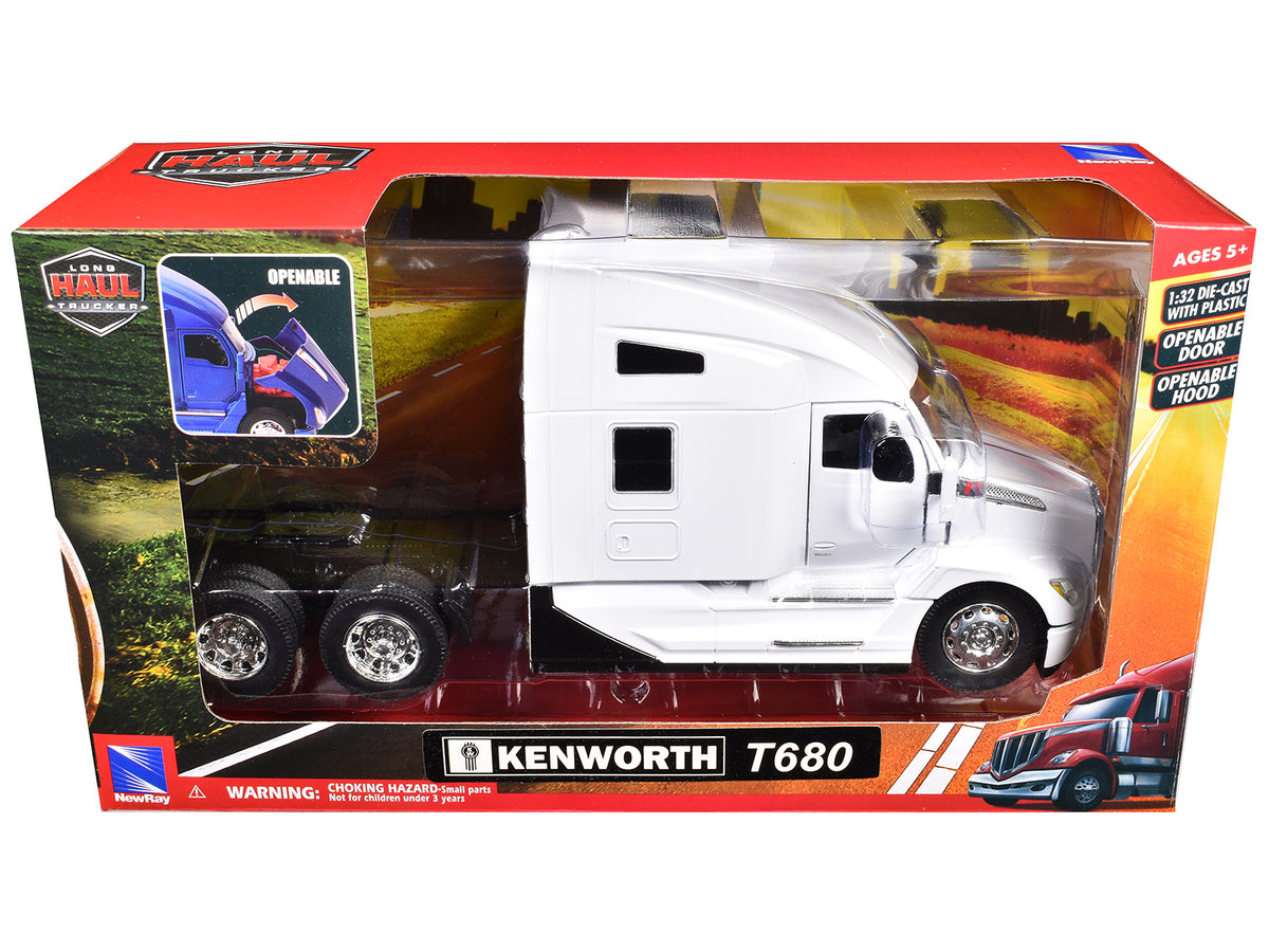 Kenworth T680 Truck Tractor White 'Long Haul Truckers' Series 1/32 Diecast Model by New Ray