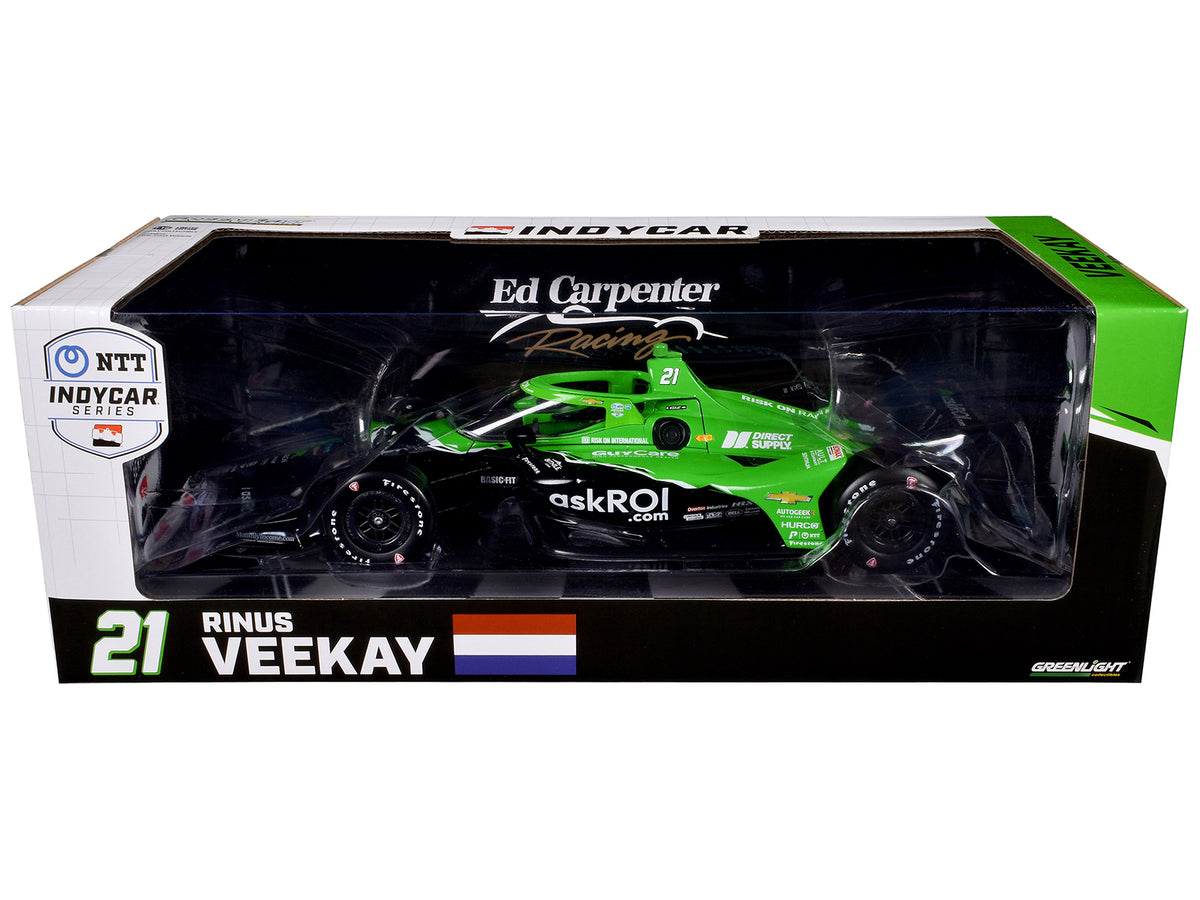 Dallara IndyCar #21 Rinus VeeKay 'Risk On International' Ed Carpenter Racing 'NTT IndyCar Series' (2024) 1/18 Diecast Model Car by Greenlight