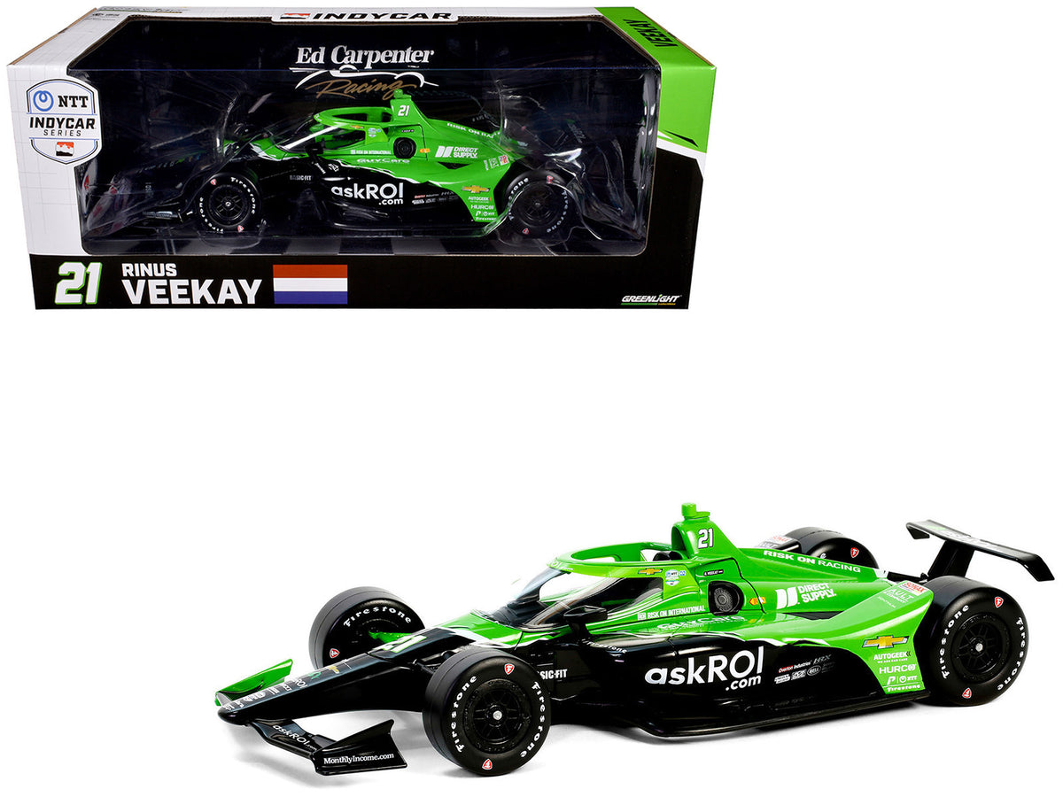 Dallara IndyCar #21 Rinus VeeKay 'Risk On International' Ed Carpenter Racing 'NTT IndyCar Series' (2024) 1/18 Diecast Model Car by Greenlight