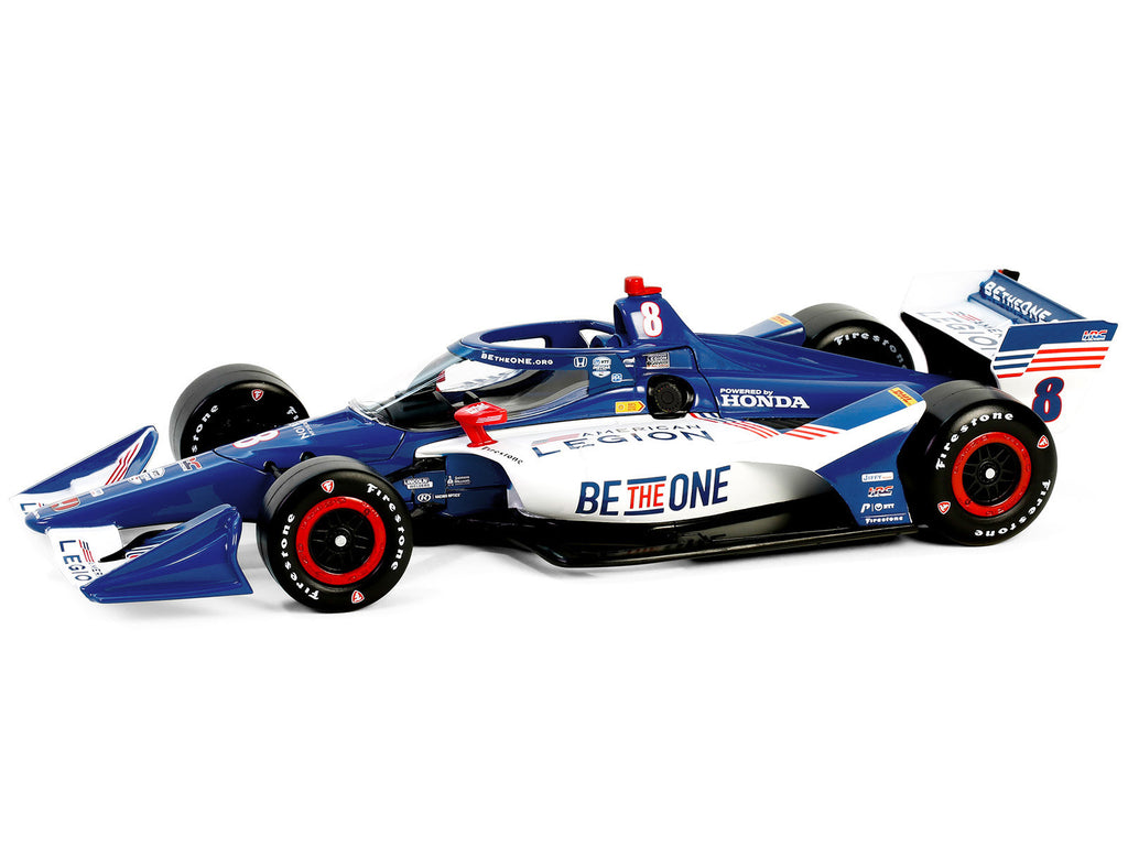 Dallara IndyCar #8 Linus Lundqvist 'The American Legion' Chip Ganassi Racing (Road Course Configuration) 'NTT IndyCar Series' (2024) 1/18 Diecast Model Car by Greenlight