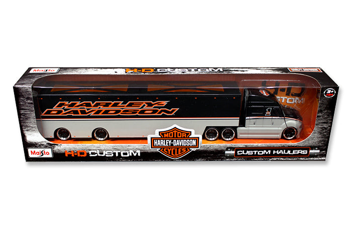 Harley Davidson Custom Hauler Trailer Gray with Graphics 'Custom Haulers' 1/64 Diecast Model by Maisto