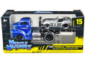 1950 Ford COE Flatbed Truck Blue 'Cobra Powered by Ford' and 1964 Shelby Cobra #6 Silver Metallic with Stripes 'Muscle Transports' Series 1/64 Diecast Model Cars by Muscle Machines
