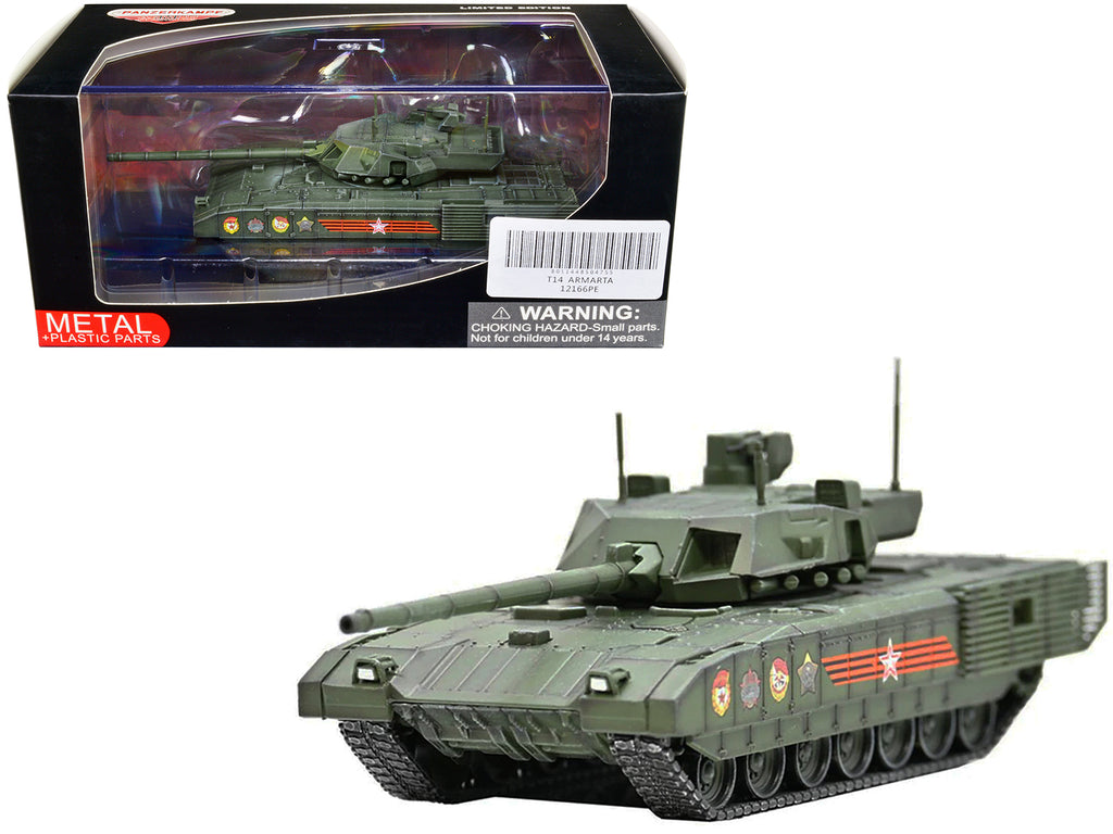 Russian T14 Armata MBT (Main Battle Tank) Green Camouflage 'Armor Premium' Series 1/72 Diecast Model by Panzerkampf