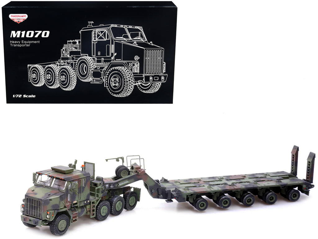 M1070 Heavy Equipment Transporter Army Camouflage 'Armor Premium' Series 1/72 Diecast Model by Panzerkampf
