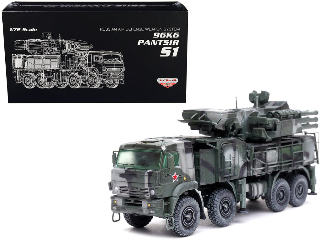 Pantsir S1 96K6 Self-Propelled Air Defense Weapon System Tri-Color Camouflage 'Russia's Armed Forces' 'Armor Premium' Series 1/72 Diecast Model by Panzerkampf