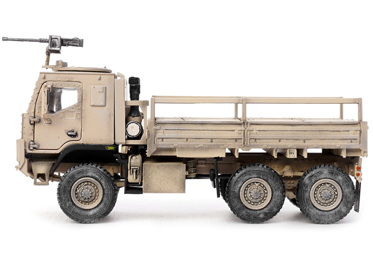 M1083 MTV (Medium Tactical Vehicle) Armored Cab Cargo Truck with Turret Desert Camouflage 'US Army' 'Armor Premium' Series 1/72 Diecast Model by Panzerkampf