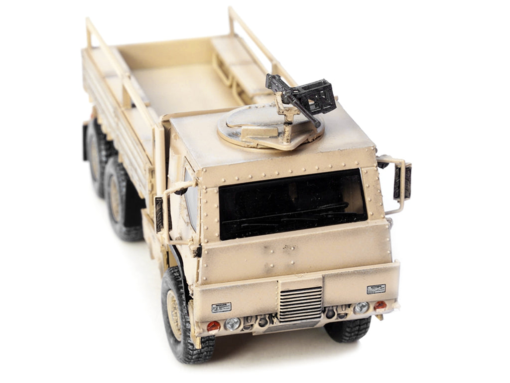 M1083 MTV (Medium Tactical Vehicle) Armored Cab Cargo Truck with Turret Desert Camouflage 'US Army' 'Armor Premium' Series 1/72 Diecast Model by Panzerkampf