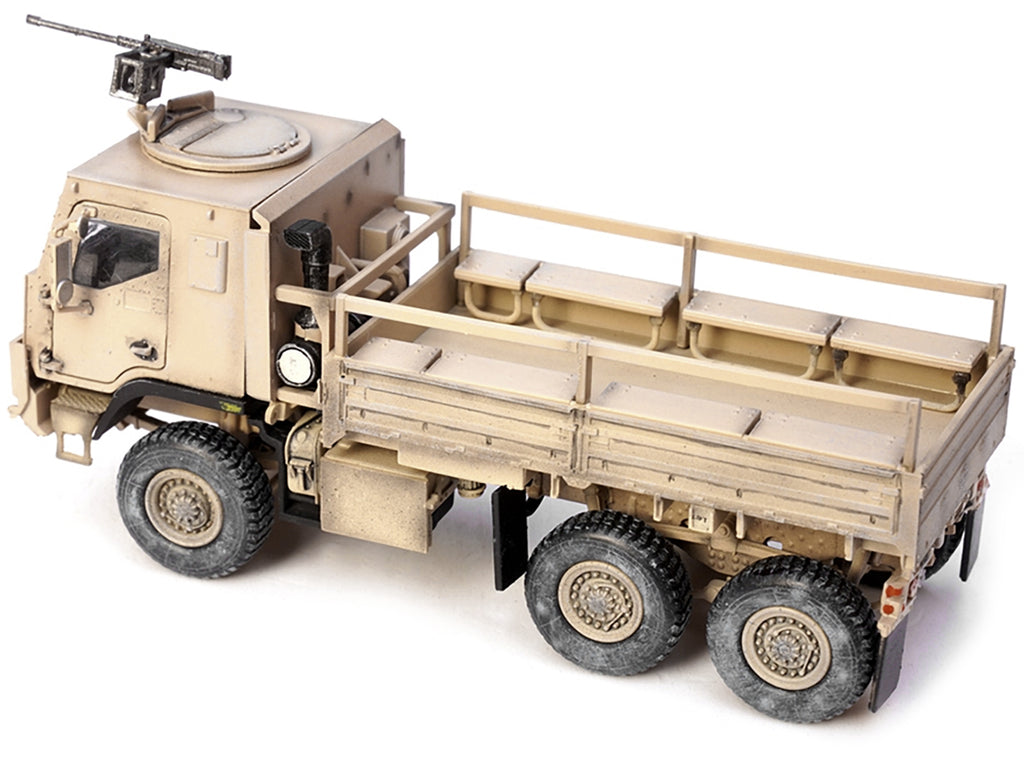 M1083 MTV (Medium Tactical Vehicle) Armored Cab Cargo Truck with Turret Desert Camouflage 'US Army' 'Armor Premium' Series 1/72 Diecast Model by Panzerkampf