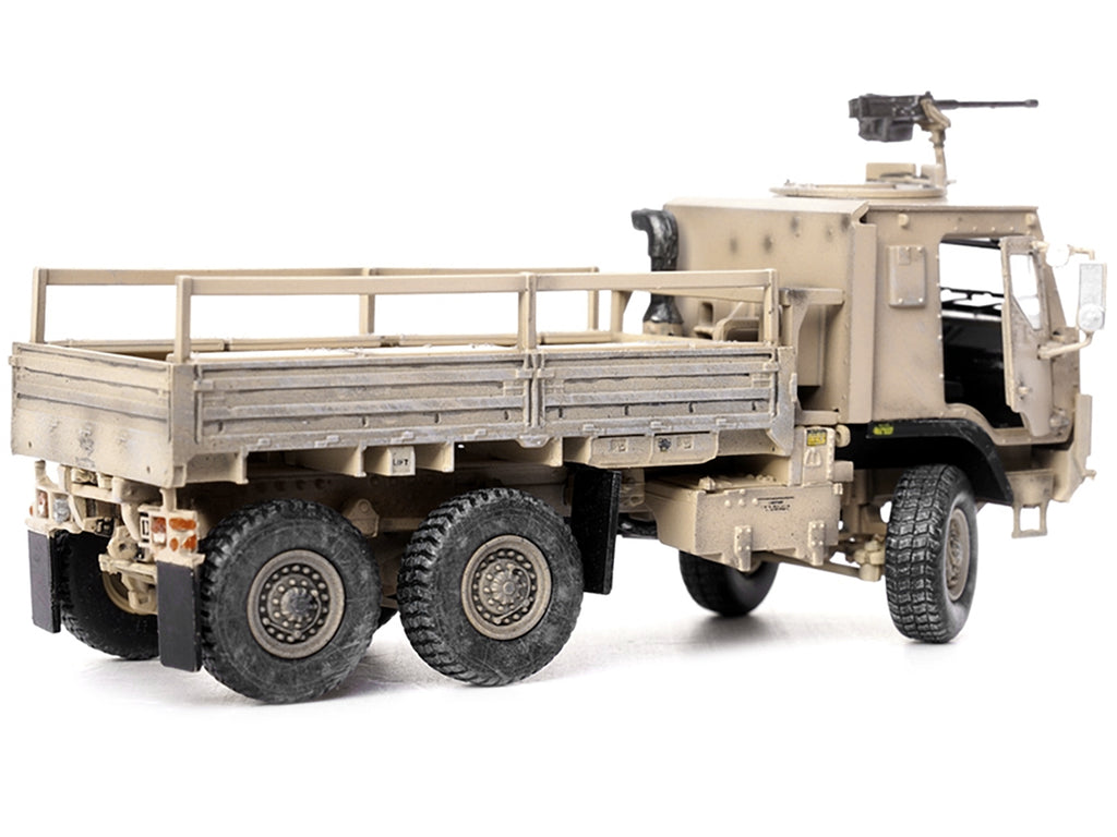 M1083 MTV (Medium Tactical Vehicle) Armored Cab Cargo Truck with Turret Desert Camouflage 'US Army' 'Armor Premium' Series 1/72 Diecast Model by Panzerkampf