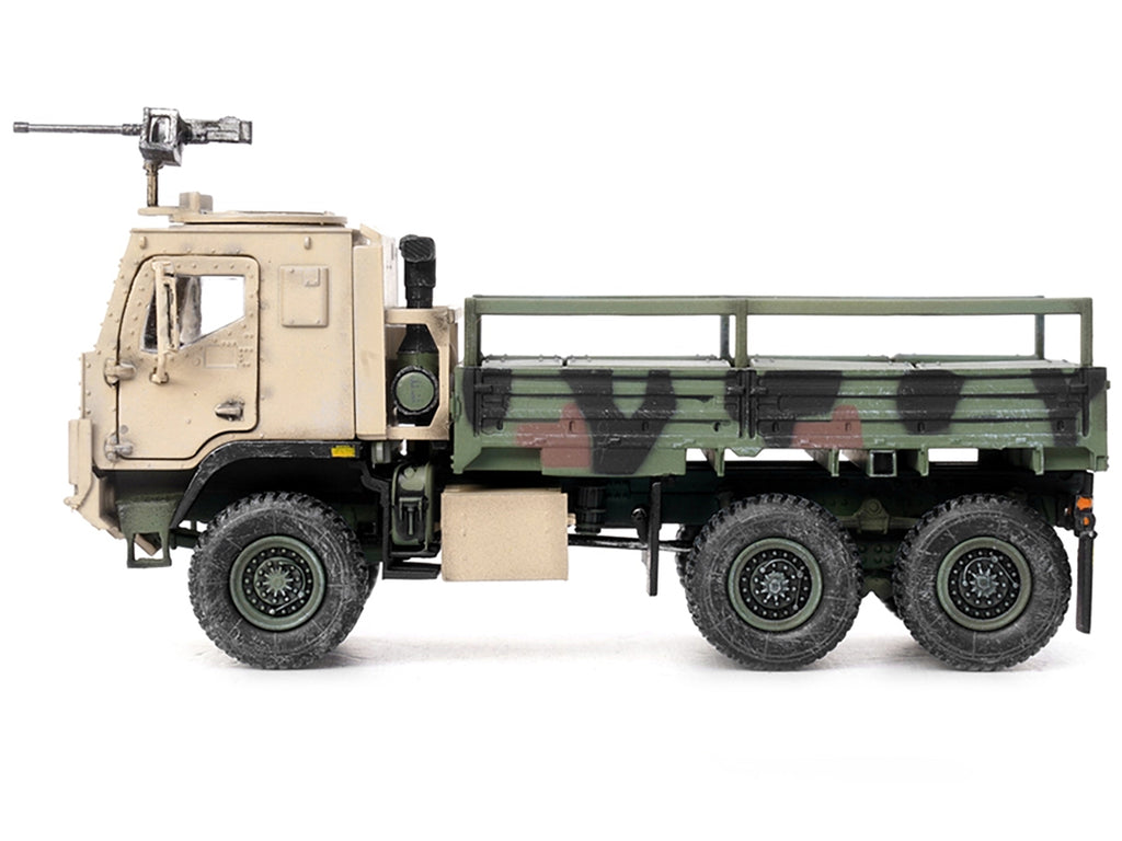 M1083 MTV (Medium Tactical Vehicle) Armored Cab Cargo Truck with Turret NATO Camouflage 'US Army' 'Armor Premium' Series 1/72 Diecast Model by Panzerkampf