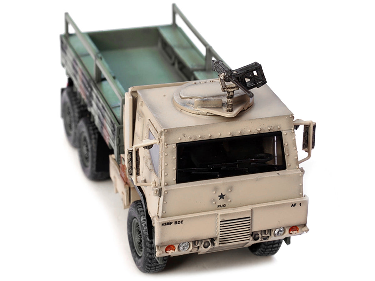 M1083 MTV (Medium Tactical Vehicle) Armored Cab Cargo Truck with Turret NATO Camouflage 'US Army' 'Armor Premium' Series 1/72 Diecast Model by Panzerkampf