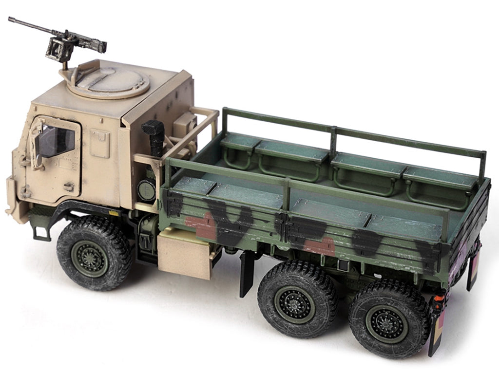 M1083 MTV (Medium Tactical Vehicle) Armored Cab Cargo Truck with Turret NATO Camouflage 'US Army' 'Armor Premium' Series 1/72 Diecast Model by Panzerkampf