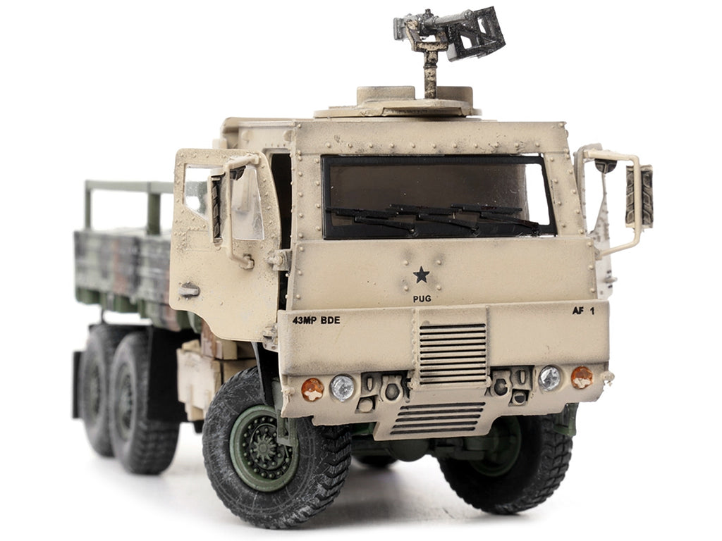 M1083 MTV (Medium Tactical Vehicle) Armored Cab Cargo Truck with Turret NATO Camouflage 'US Army' 'Armor Premium' Series 1/72 Diecast Model by Panzerkampf