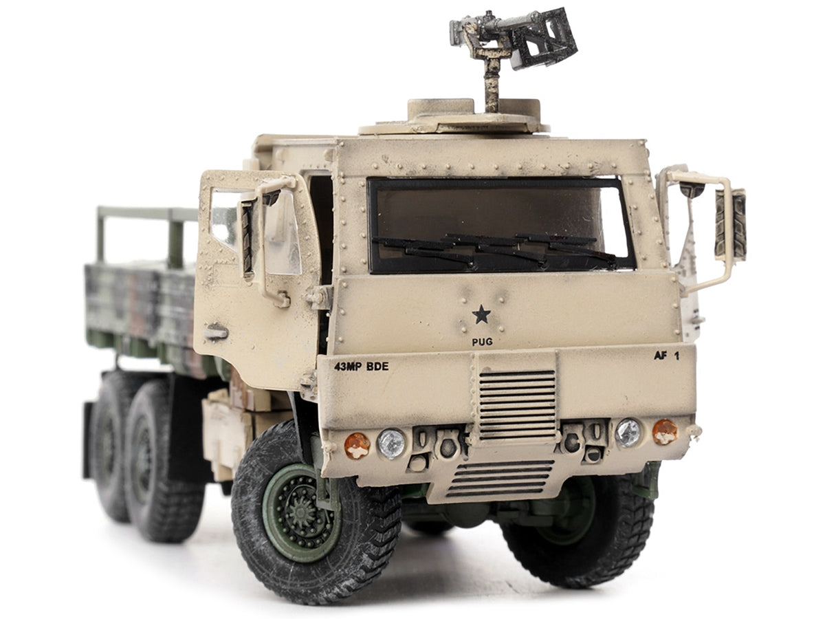 M1083 MTV (Medium Tactical Vehicle) Armored Cab Cargo Truck with Turret NATO Camouflage 'US Army' 'Armor Premium' Series 1/72 Diecast Model by Panzerkampf