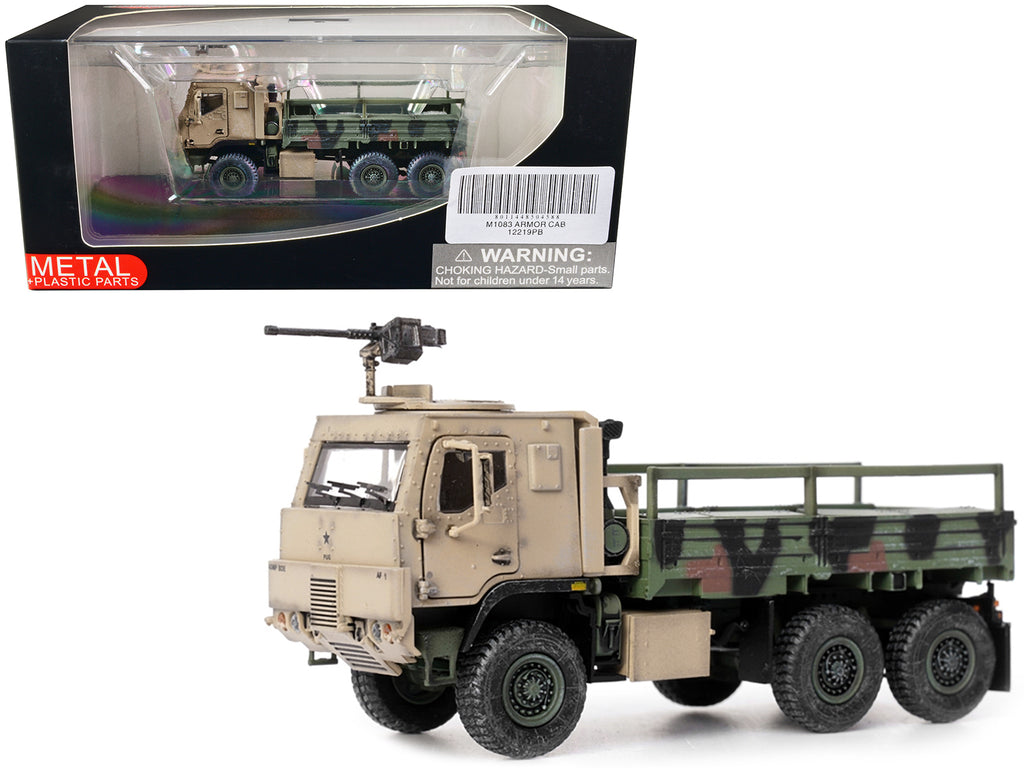 M1083 MTV (Medium Tactical Vehicle) Armored Cab Cargo Truck with Turret NATO Camouflage 'US Army' 'Armor Premium' Series 1/72 Diecast Model by Panzerkampf