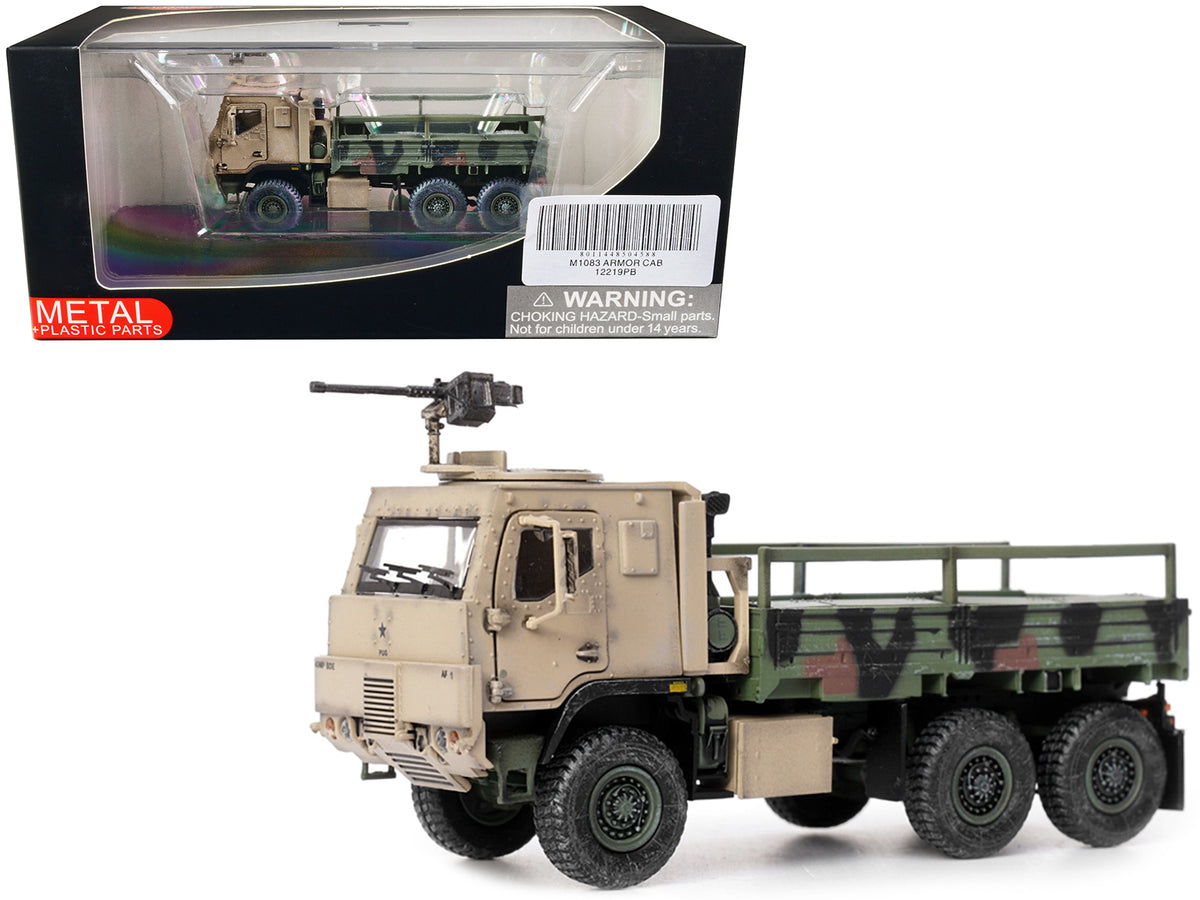 M1083 MTV (Medium Tactical Vehicle) Armored Cab Cargo Truck with Turret NATO Camouflage 'US Army' 'Armor Premium' Series 1/72 Diecast Model by Panzerkampf