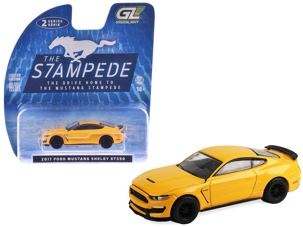 2017 Ford Mustang Shelby GT350 Triple Yellow Tri-Coat 'Stampede' Series 2 1/64 Diecast Model Car by Greenlight