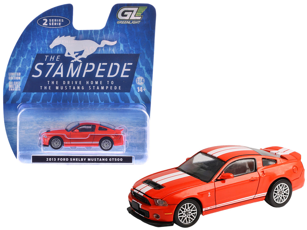 2013 Ford Shelby Mustang GT500 Race Red with White Stripes 'Stampede' Series 2 1/64 Diecast Model Car by Greenlight