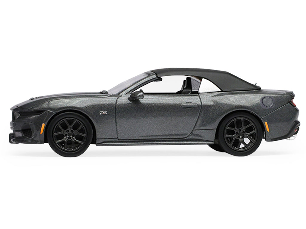 2024 Ford Mustang GT 5.0 Convertible Dark Matter Gray Metallic with Black Soft Top 'Stampede' Series 2 1/64 Diecast Model Car by Greenlight