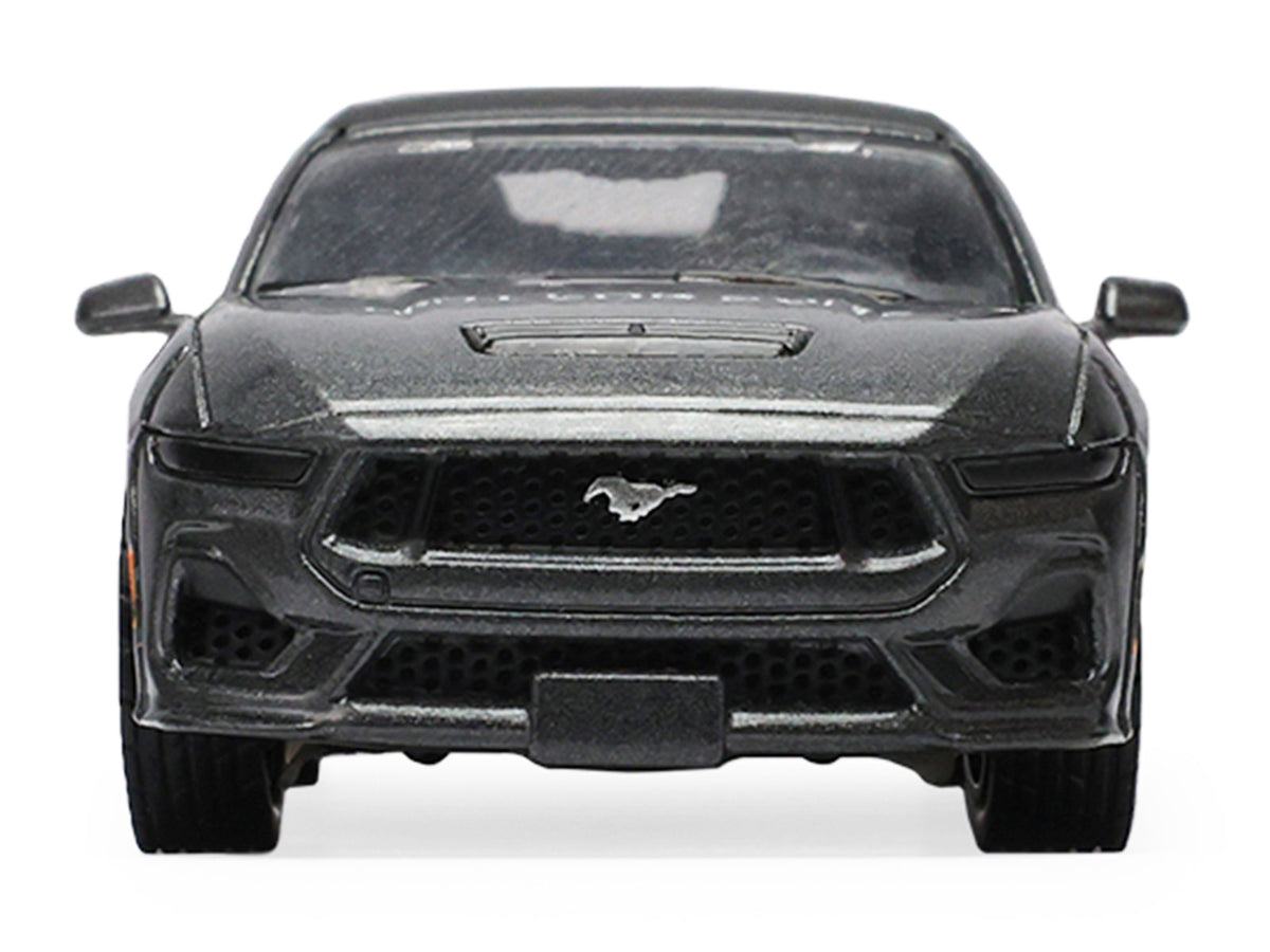 2024 Ford Mustang GT 5.0 Convertible Dark Matter Gray Metallic with Black Soft Top 'Stampede' Series 2 1/64 Diecast Model Car by Greenlight