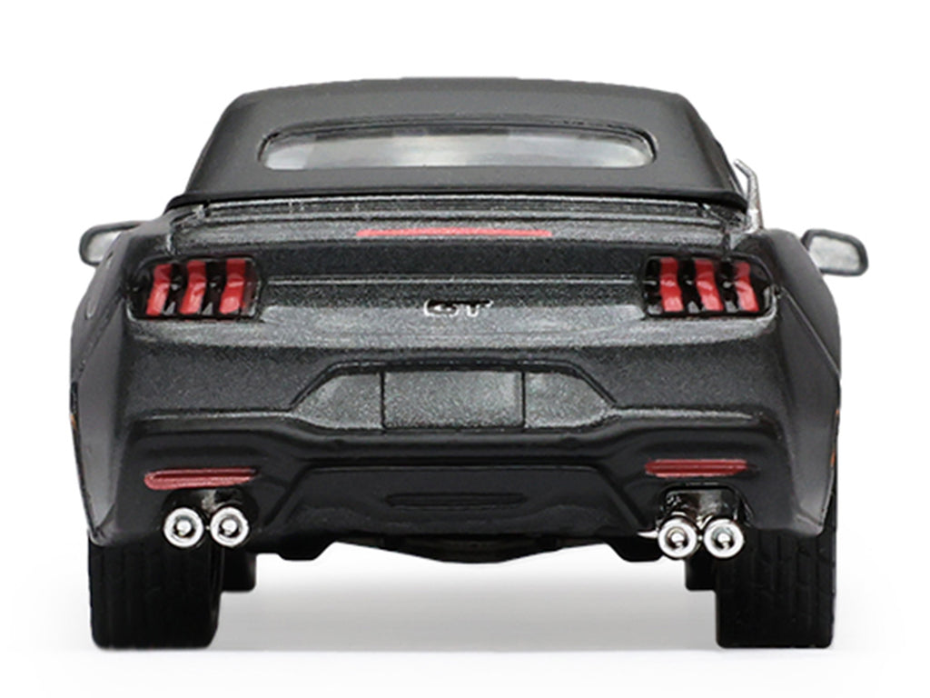 2024 Ford Mustang GT 5.0 Convertible Dark Matter Gray Metallic with Black Soft Top 'Stampede' Series 2 1/64 Diecast Model Car by Greenlight