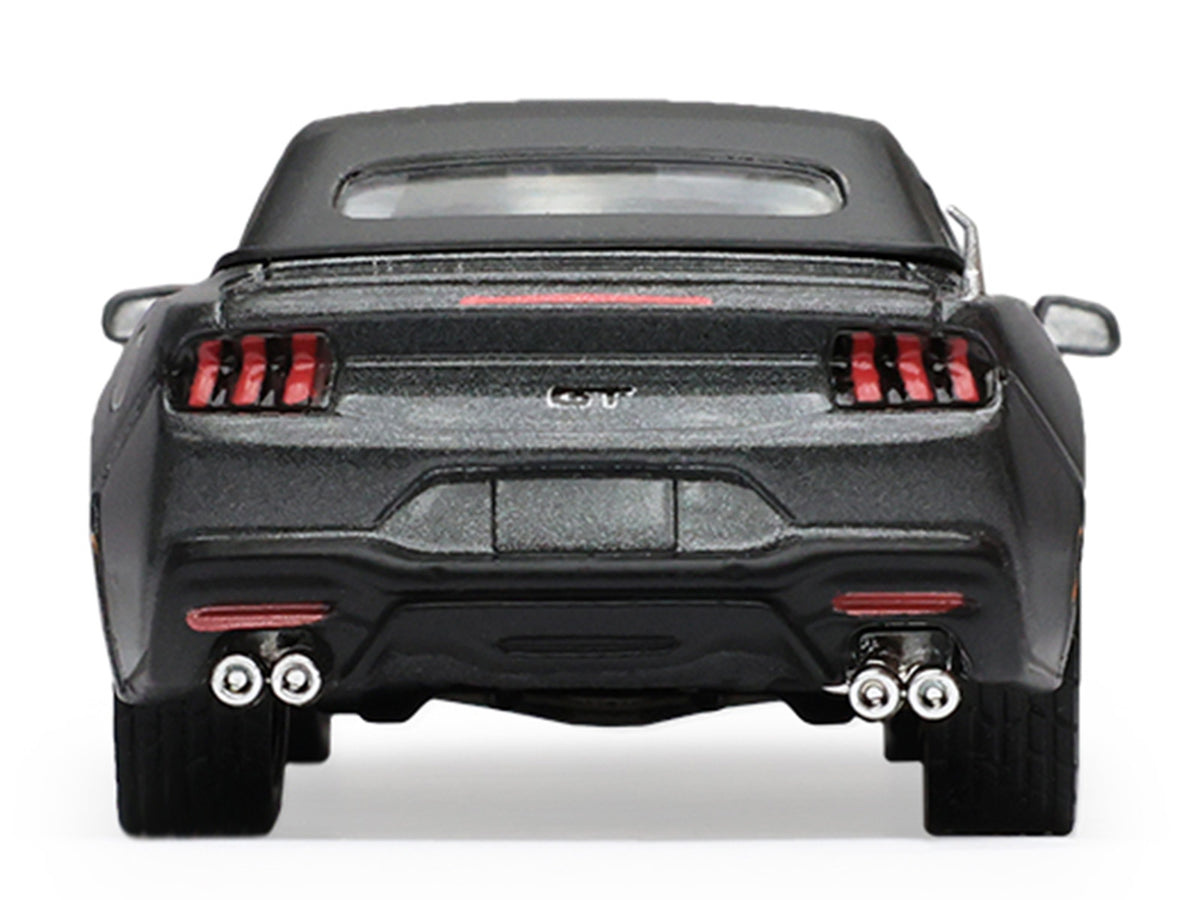 2024 Ford Mustang GT 5.0 Convertible Dark Matter Gray Metallic with Black Soft Top 'Stampede' Series 2 1/64 Diecast Model Car by Greenlight