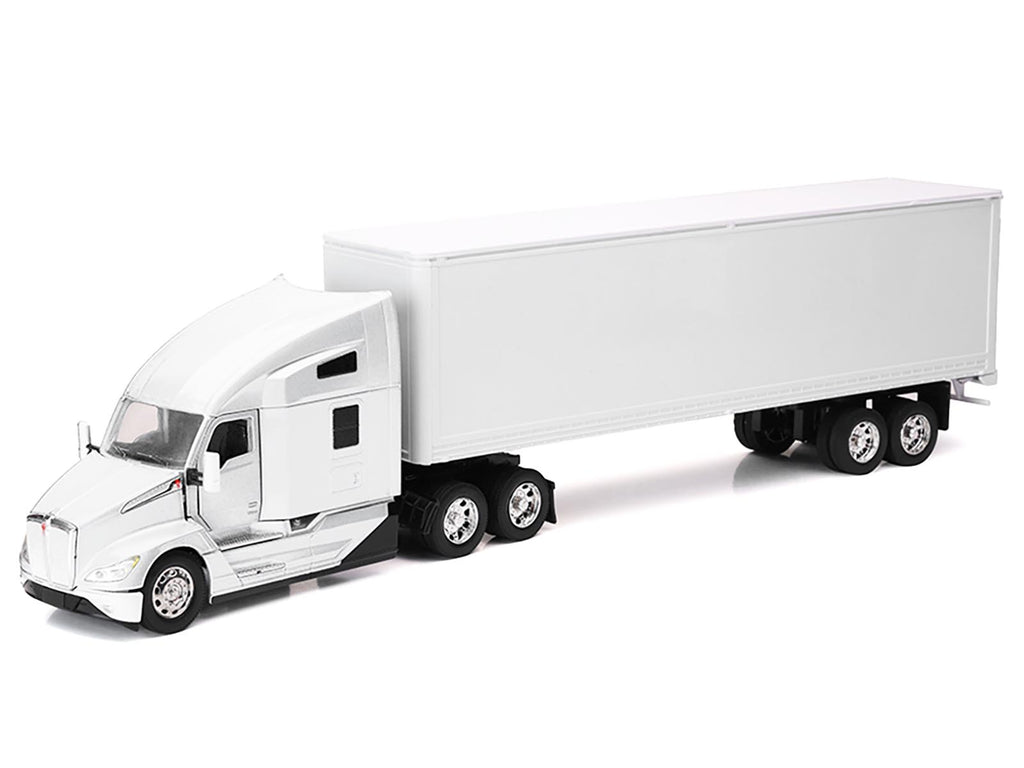 Kenworth T680 Truck White with Dry Van Trailer White 'Long Haul Trucker' Series 1/32 Diecast Model by New Ray