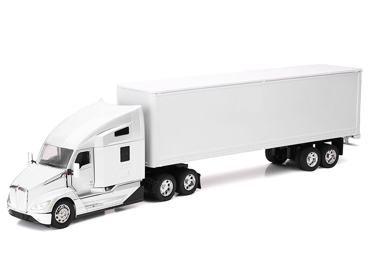 Kenworth T680 Truck White with Dry Van Trailer White 'Long Haul Trucker' Series 1/32 Diecast Model by New Ray