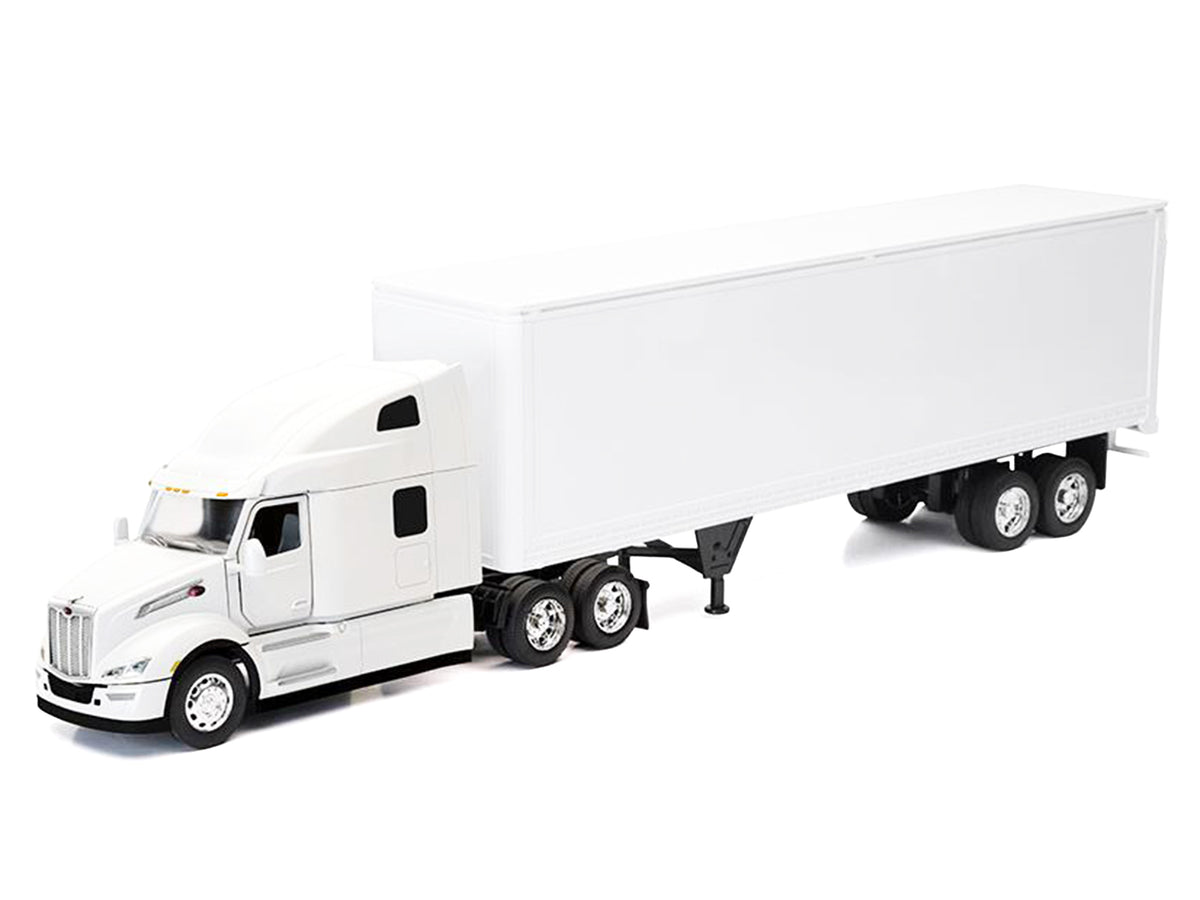 Peterbilt 579 Truck White with Dry Goods Trailer White 'Long Haul Truckers' Series 1/32 Diecast Model by New Ray