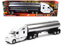 Kenworth T680 Truck White with Oil Tanker Trailer Chrome 'Long Haul Trucker' Series 1/32 Diecast Model by New Ray