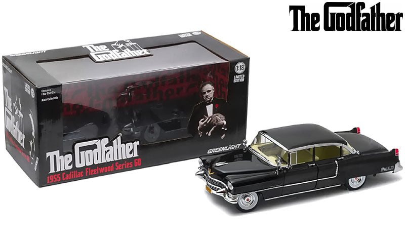 1955 Cadillac Fleetwood Series 60 Special Black 'The Godfather' (1972) Movie 1/18 Diecast Model Car by Greenlight