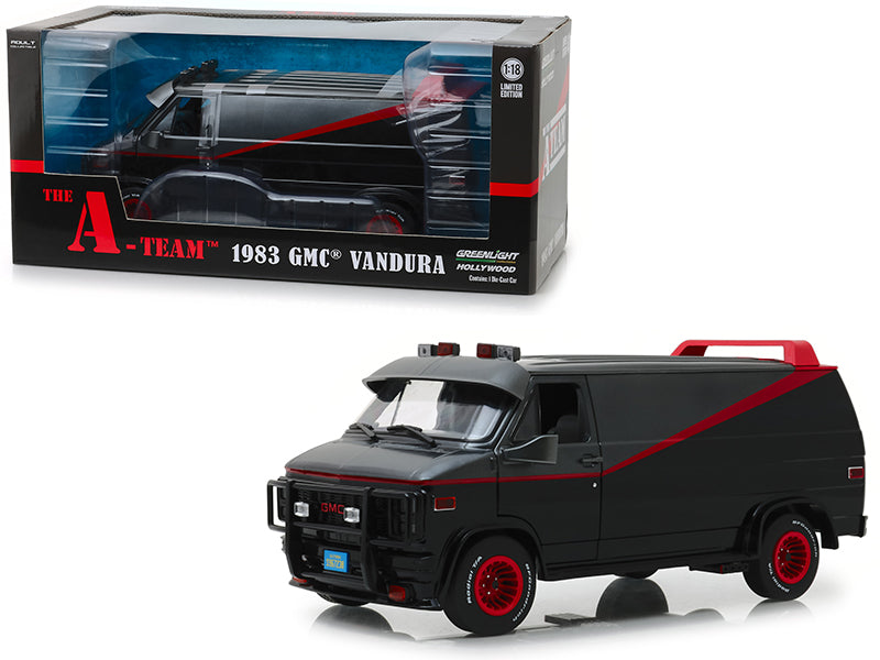 1983 GMC Vandura Black 'The A-Team' (1983-1987) TV Series 1/18 Diecast Model Car by Greenlight