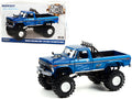 1974 Ford F-250 Ranger XLT Monster Truck with 48-Inch Tires Blue Metallic 'Midwest Four Wheel Drive Center' 'Kings of Crunch' Series 1/18 Diecast Model Car by Greenlight