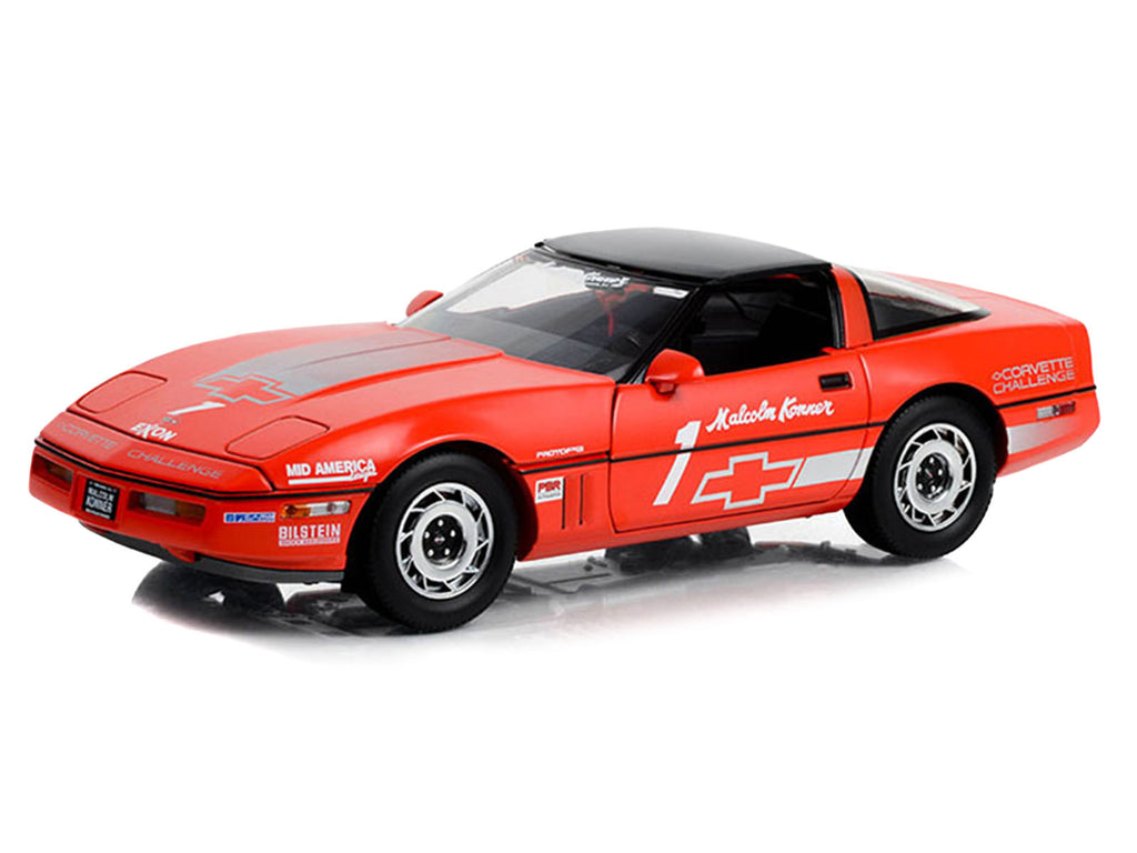 1988 Chevrolet Corvette C4 #1 Malcolm Konner 'Corvette Challenge Race Car' Red with Black Top 1/18 Diecast Model Car by Greenlight