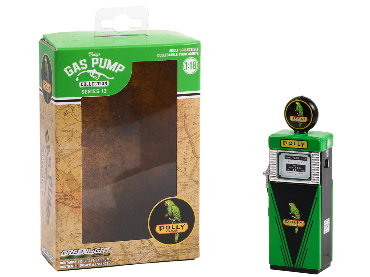 1951 Wayne 505 Gas Pump 'Polly Gas' Green and Black 'Vintage Gas Pumps' Series 13 1/18 Diecast Model by Greenlight