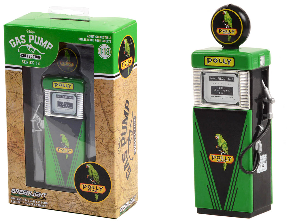 1951 Wayne 505 Gas Pump 'Polly Gas' Green and Black 'Vintage Gas Pumps' Series 13 1/18 Diecast Model by Greenlight