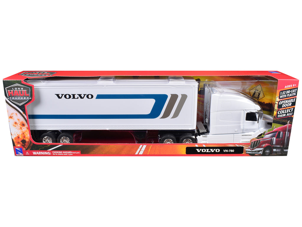 Volvo VN-780 Truck with Dry Van Trailer White 'Long Haul Truckers' Series 1/32 Diecast Model by New Ray