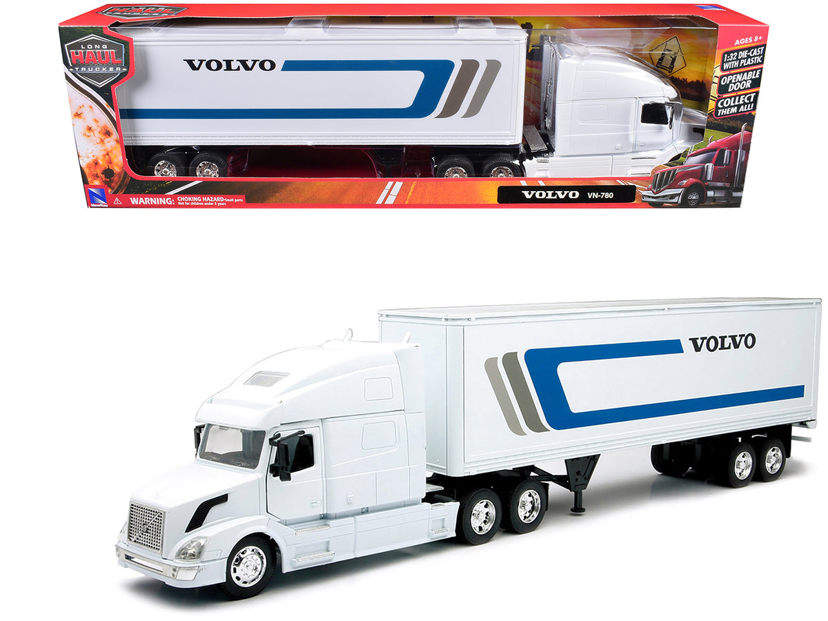 Volvo VN-780 Truck with Dry Van Trailer White 'Long Haul Truckers' Series 1/32 Diecast Model by New Ray