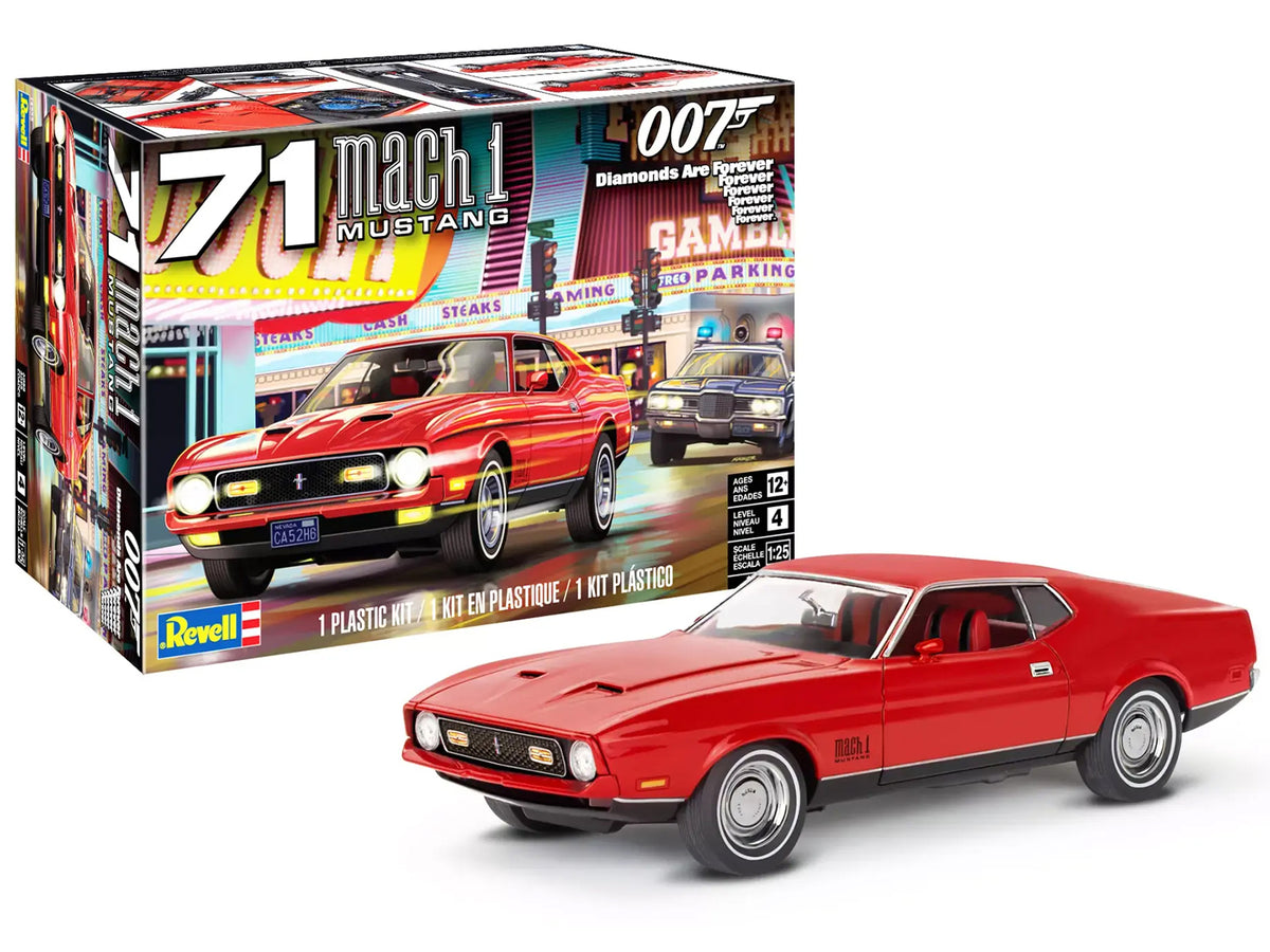 Level 4 Model Kit 1971 Ford Mustang Mach 1 James Bond 007 'Diamonds Are Forever' (1971) Movie 1/25 Scale Model by Revell